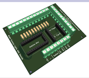 circuit board building with lights