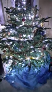 Christmas tree with artificial snow